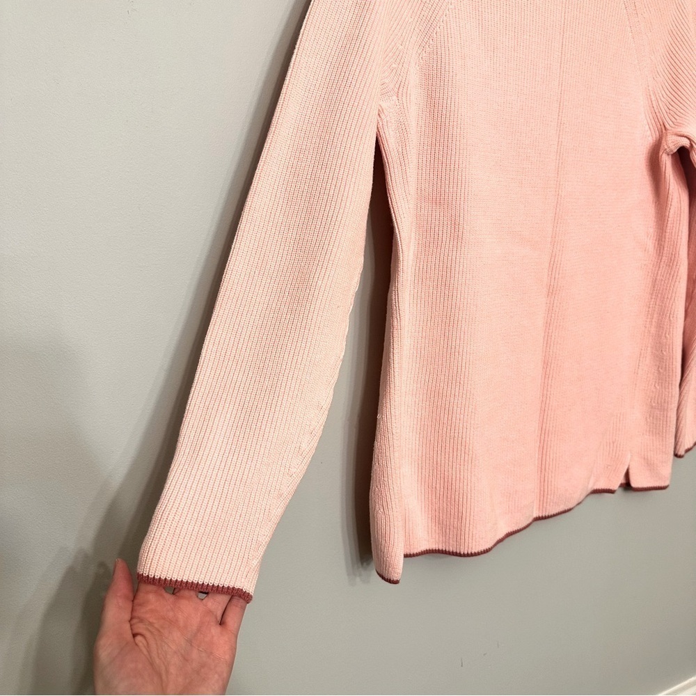 Talbots 100% Pima Cotton Cowl Neck Sweater Pink Ribbed & Knit Size Small - Picture 4 of 10